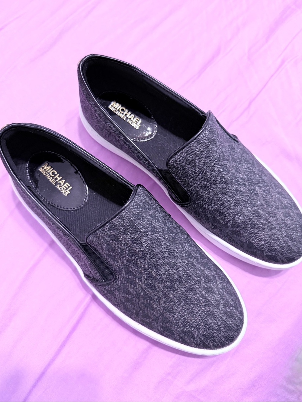 Michael Kors Black Leather slide on Sneakers